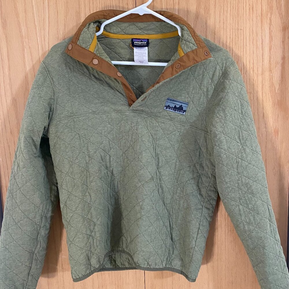 XXS Mens Patagonia Green Quilted Snap Pullover Sweater